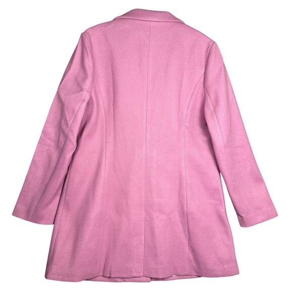 NEW Allegra K Women’s Pink Long Over Coat XL Button Front Jacket Preppy Career - Picture 4 of 11
